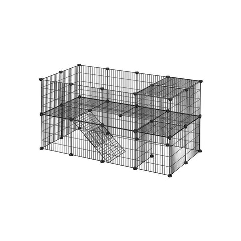 Rootz Cage - Small Animals Cage - Pet Cage - Animal Cage - Bird Cage - Hamster Cage - Rabbit Cage - ABS/Metal Wire - Black - 143 x 71 x 73 cm (W x H x D)