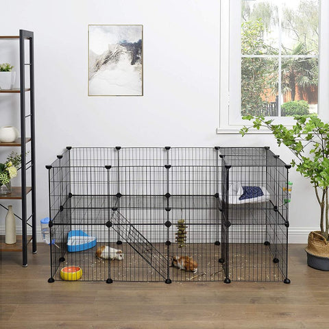 Rootz Cage - Small Animals Cage - Pet Cage - Animal Cage - Bird Cage - Hamster Cage - Rabbit Cage - ABS/Metal Wire - Black - 143 x 71 x 73 cm (W x H x D)