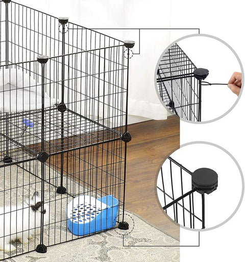 Rootz Cage - Small Animals Cage - Pet Cage - Animal Cage - Bird Cage - Hamster Cage - Rabbit Cage - ABS/Metal Wire - Black - 143 x 71 x 73 cm (W x H x D)