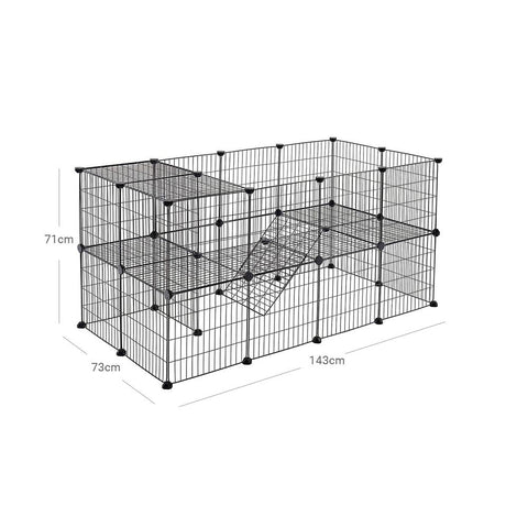 Rootz Cage - Small Animals Cage - Pet Cage - Animal Cage - Bird Cage - Hamster Cage - Rabbit Cage - ABS/Metal Wire - Black - 143 x 71 x 73 cm (W x H x D)