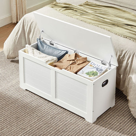 Rootz Chest Of Drawers - Bedroom Chest Of Drawers - Wooden Chest Of Drawers - White Chest Of Drawers - Chest Of Drawers With Lid - Chipboard - Matt White - 100 x 40 x 46 cm
