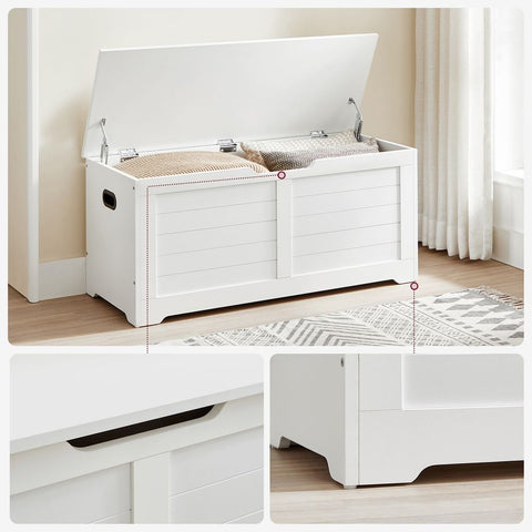 Rootz Chest Of Drawers - Bedroom Chest Of Drawers - Wooden Chest Of Drawers - White Chest Of Drawers - Chest Of Drawers With Lid - Chipboard - Matt White - 100 x 40 x 46 cm