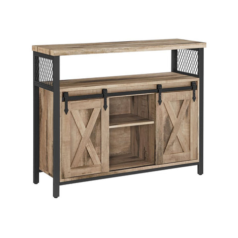 Rootz Sideboard - Sliding Door Sideboard - Modern Sideboard Cabinet - Space-saving Furniture - Dining Room - Living Room - Natural Black - 3 x 100 x 80 cm