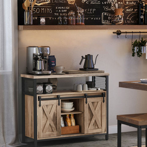 Rootz Sideboard - Sliding Door Sideboard - Modern Sideboard Cabinet - Space-saving Furniture - Dining Room - Living Room - Natural Black - 3 x 100 x 80 cm