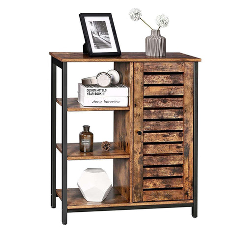 Rootz Industrial Storage Cabinet - Sideboard - Cabinet with 3 Shelves - Brown - 70 x 30 x 81 cm