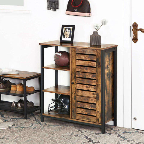 Rootz Industrial Storage Cabinet - Sideboard - Cabinet with 3 Shelves - Brown - 70 x 30 x 81 cm