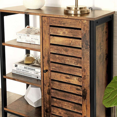 Rootz Industrial Storage Cabinet - Sideboard - Cabinet with 3 Shelves - Brown - 70 x 30 x 81 cm