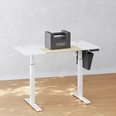 Rootz Height-Adjustable Desk - Standing Desk - Gaming Desk - Electric Desk - Manual Height-Adjustable Desk - White - 60 x 120 x (72-120) cm (D x W x H)