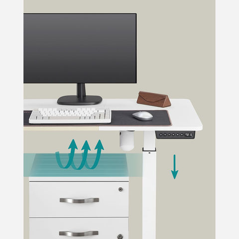Rootz Height-Adjustable Desk - Standing Desk - Gaming Desk - Electric Desk - Manual Height-Adjustable Desk - White - 60 x 120 x (72-120) cm (D x W x H)