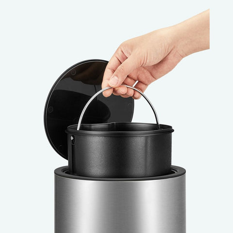 Rootz Cosmetic Bin - Storage Bins - 3 liters Cosmetic Bin - Inner Bin With Handle - Bin- Small Cosmetic Bin - Mini Trash Can - Silver-Black - 23.8 x 18.8 x 25.7