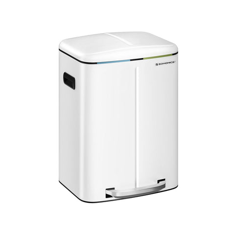 Rootz Rubbish Bin - Trash Bin - Waste Bin - Garbage Bin - Recycling Bin - Outdoor Rubbish Bin - Indoor Rubbish Bin - Kitchen Rubbish Bin - Office Rubbish Bin - White - 44.5 x 36 x 60 cm (L x W x H）