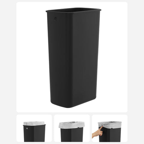 Rootz Rubbish Bin - Trash Bin - Waste Bin - Garbage Bin - Recycling Bin - Outdoor Rubbish Bin - Indoor Rubbish Bin - Kitchen Rubbish Bin - Office Rubbish Bin - White - 44.5 x 36 x 60 cm (L x W x H）