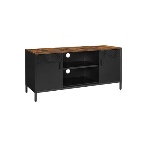 Rootz TV Cabinet - TV Cabinet With Adjustable Shelves - TV Stand - Wall-mounted TV Cabinet - Rustic TV Stand - Wooden TV Stand - Chipboard - Steel - Brown-matte Black - 120 x 40 x 55 cm (L x W x H)