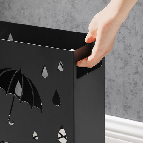 Rootz Umbrella Stand - Metal Umbrella Stand - Umbrella Holder - Umbrella Storage - Steel - Black - 28 x 12 x 41 cm