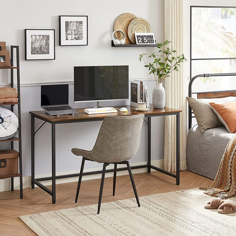 Rootz Desk - Industrial Design Desk - Modern Desk - Ergonomic Desk - Standing Desk - Adjustable Height Desk - Wooden Desk - Chipboard - Steel - Brown And Black - 140 x 60 x 75 cm (L x W x H)