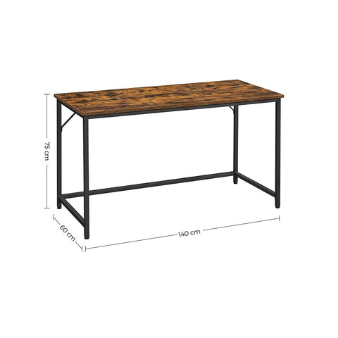 Rootz Desk - Industrial Design Desk - Modern Desk - Ergonomic Desk - Standing Desk - Adjustable Height Desk - Wooden Desk - Chipboard - Steel - Brown And Black - 140 x 60 x 75 cm (L x W x H)