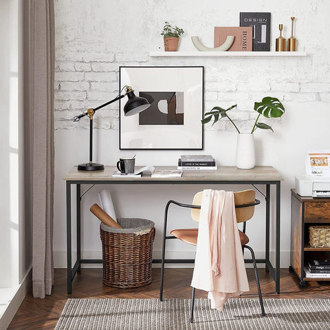 Rootz Desk - Home Office Desk - Writing Desk - Computer Desk - Standing Desk - Adjustable Desk - Executive Desk - Gaming Desk - Workstation Desk - Greige-Black - 140 x 60 x 75 cm (L x W x H)