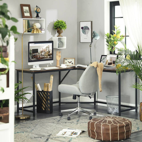 Rootz Computer Desk - L-shaped Computer Desk - Office Desk - Computer Desk - Writing Desk - Workstation - Study Desk - Executive Desk - L-shaped Desk - Gaming Desk - Brown-black - 149 x 149 x 75 cm (L x W x H)