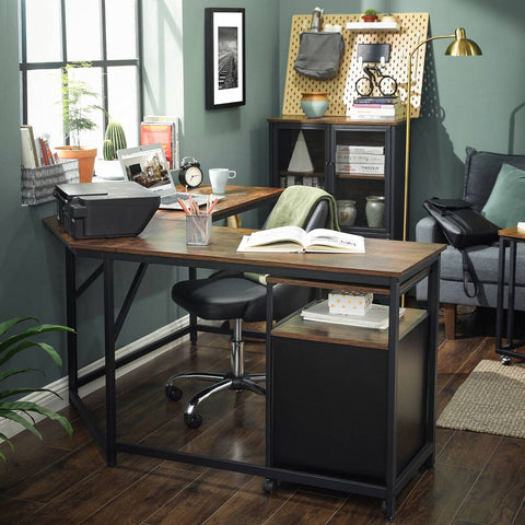 Rootz Computer Desk - L-shaped Computer Desk - Office Desk - Computer Desk - Writing Desk - Workstation - Study Desk - Executive Desk - L-shaped Desk - Gaming Desk - Brown-black - 149 x 149 x 75 cm (L x W x H)