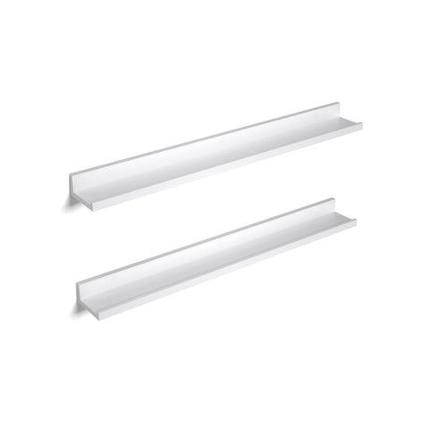 Rootz Wall Shelves - Set Of 2 Wall Shelves - Decorative Wall Shelves - Shelving Units - Wall-Mounted Shelves - Display Shelves - White - 80 x 10 x 5/2 cm