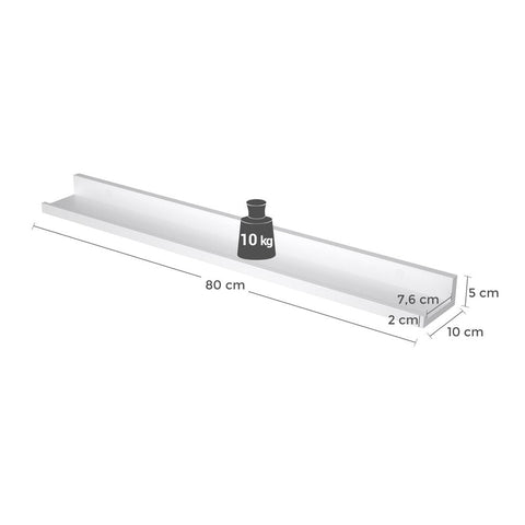 Rootz Wall Shelves - Set Of 2 Wall Shelves - Decorative Wall Shelves - Shelving Units - Wall-Mounted Shelves - Display Shelves - White - 80 x 10 x 5/2 cm