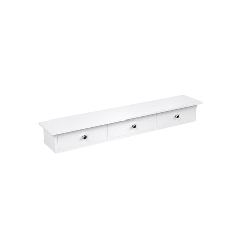 Rootz Wall Shelf - Wall Shelf With Drawers - Floating Wall Shelf - Decorative Wall Shelf - Corner Wall Shelf - Industrial Wall Shelf - Adjustable Wall Shelf - White - 80 x 15 x 10 cm (L x W x H)
