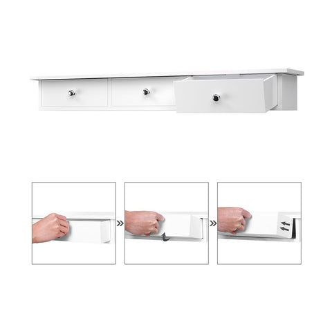 Rootz Wall Shelf - Wall Shelf With Drawers - Floating Wall Shelf - Decorative Wall Shelf - Corner Wall Shelf - Industrial Wall Shelf - Adjustable Wall Shelf - White - 80 x 15 x 10 cm (L x W x H)