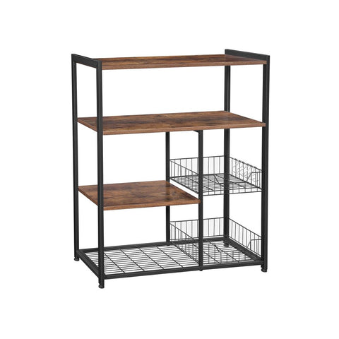Rootz Kitchen Shelf - Kitchen Shelf With Industrial Style - Kitchen Storage Shelf - Kitchen Wall Shelf - Kitchen Corner Shelf - Open Kitchen Shelf - Industrial Kitchen Shelf - Kitchen Shelf Rack - chipboard - Dark Brown - 80 x 35 x 95 cm (L x W x H)