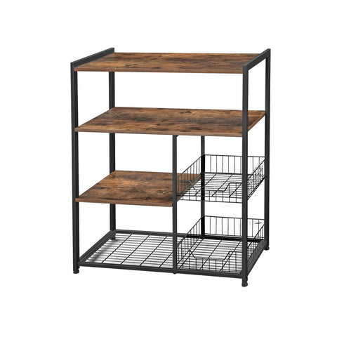 Rootz Kitchen Shelf - Kitchen Shelf With Industrial Style - Kitchen Storage Shelf - Kitchen Wall Shelf - Kitchen Corner Shelf - Open Kitchen Shelf - Industrial Kitchen Shelf - Kitchen Shelf Rack - chipboard - Dark Brown - 80 x 35 x 95 cm (L x W x H)