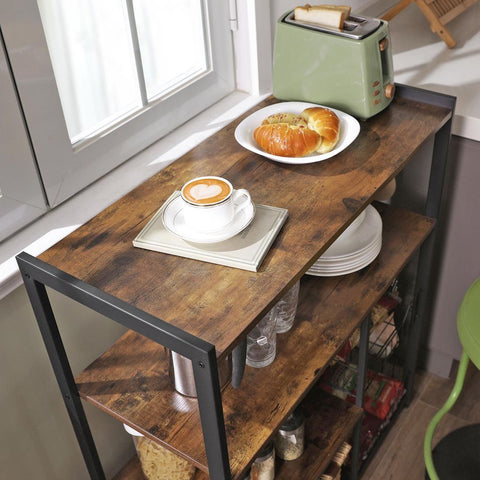 Rootz Kitchen Shelf - Kitchen Shelf With Industrial Style - Kitchen Storage Shelf - Kitchen Wall Shelf - Kitchen Corner Shelf - Open Kitchen Shelf - Industrial Kitchen Shelf - Kitchen Shelf Rack - chipboard - Dark Brown - 80 x 35 x 95 cm (L x W x H)