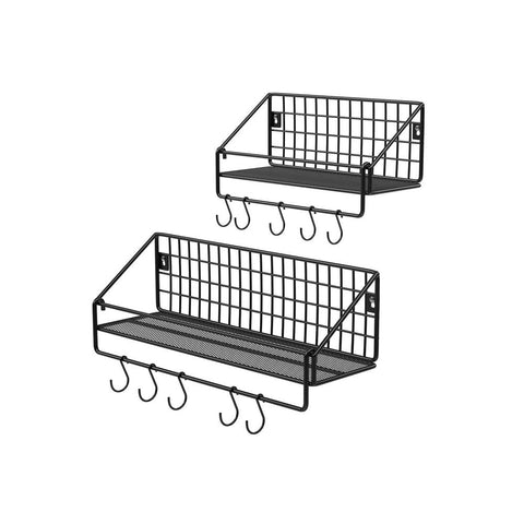Rootz Wall Shelve - 2 Wall Shelves - Industrial Design Wall Shelves - Floating Shelf - Decorative Shelf - Modern Wall Shelf - Display Shelf - Kitchen Wall Shelf - Black - 30 x 12 x 13 cm (L x W x H)