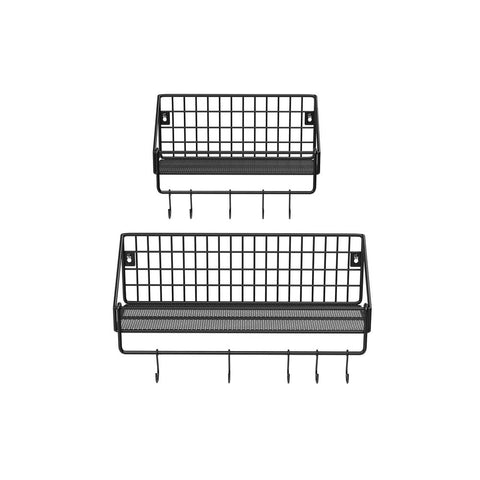 Rootz Wall Shelve - 2 Wall Shelves - Industrial Design Wall Shelves - Floating Shelf - Decorative Shelf - Modern Wall Shelf - Display Shelf - Kitchen Wall Shelf - Black - 30 x 12 x 13 cm (L x W x H)