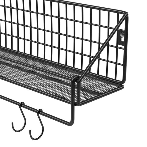 Rootz Wall Shelve - 2 Wall Shelves - Industrial Design Wall Shelves - Floating Shelf - Decorative Shelf - Modern Wall Shelf - Display Shelf - Kitchen Wall Shelf - Black - 30 x 12 x 13 cm (L x W x H)