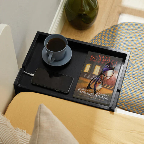 Rootz Bedside Shelf-Clip-on Hanging Shelf Bed Side Shelf Table Tray with 2 Wire Slots