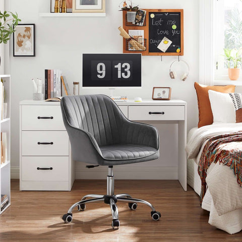 Rootz Office Chair - Swivel Chair - Gaming Chair - Desk Chair - Work Chair - Computer Chair - Rolling Chair - Grey - 64 x 62 x (80-90) cm (L x W x H)