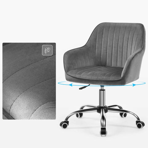 Rootz Office Chair - Swivel Chair - Gaming Chair - Desk Chair - Work Chair - Computer Chair - Rolling Chair - Grey - 64 x 62 x (80-90) cm (L x W x H)