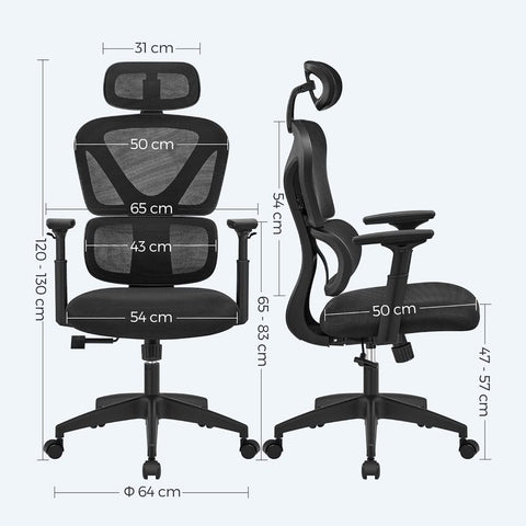 Rootz Office Chair - Office Chair With Adjustable Backrest - Gaming Chair - Ergonomic Chair - Executive Chair - Task Chair - Plastic - Foam Padding - Polyester - 65 x 60 x (120-130) cm (W x D x H)