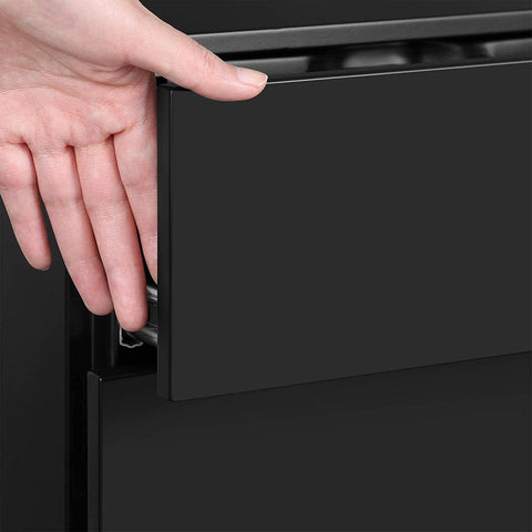 Rootz Mobile Container - Mobile Container With Wheels And Lock - File Cabinet - Office Container - Office Cabinet - Storage Container - Black - 30 x 45 x 60 cm (L x W x H)
