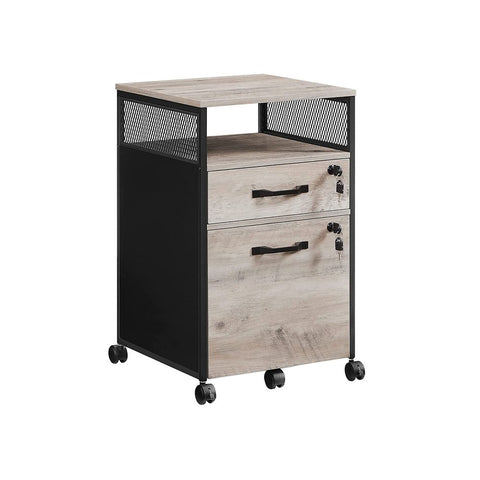Rootz Mobile Cabinet - Filing Cabinet - Mobile Container - Lockable Mobile Container - Lockable Cabinet - Chipboard/Steel - Greige/Black - 44 x 42 x 69 cm
