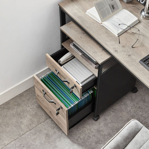 Rootz Mobile Cabinet - Filing Cabinet - Mobile Container - Lockable Mobile Container - Lockable Cabinet - Chipboard/Steel - Greige/Black - 44 x 42 x 69 cm