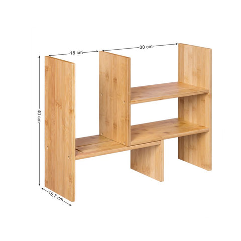 Rootz Table Organizer - Table Shelf - Bamboo Table Shelf - Small Table Shelf - Table Storage Shelf - Table Organizer Shelf - Natural - 64.7 x 15 x 40 cm