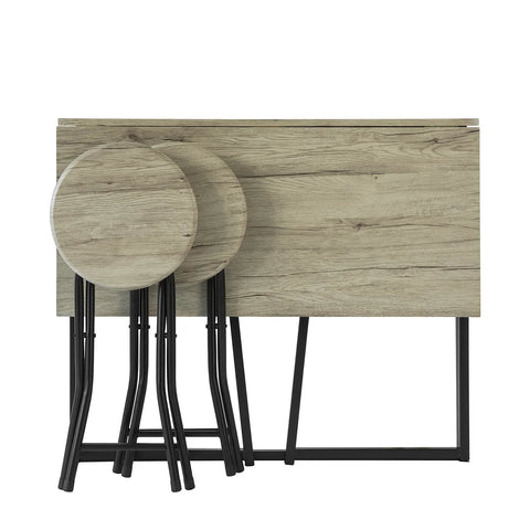 Rootz Folding Bar Table and 2 Folding Stools-Home Kitchen Breakfast Bar Set-Furniture Dining Set