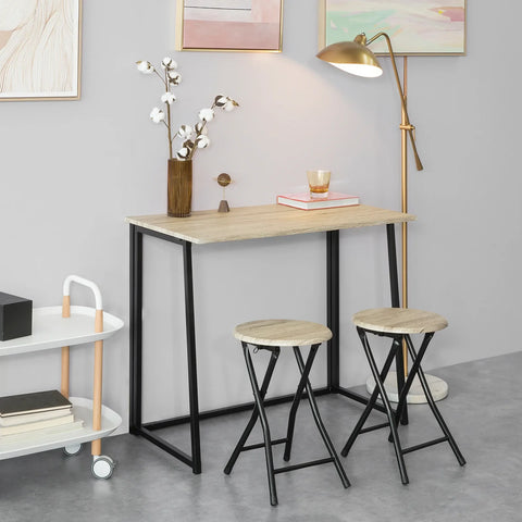Rootz Folding Bar Table and 2 Folding Stools-Home Kitchen Breakfast Bar Set-Furniture Dining Set