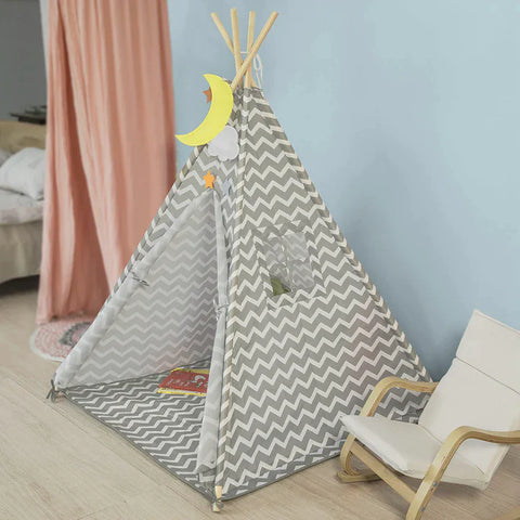Rootz Children Play Tent Playhouse Kids Teepee Tipi with Floor Mat