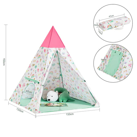 Rootz Indoor Outdoor Children Play Tent- Foldable Children Tent Children Kids Play Tent- Teepee with Portable Bag