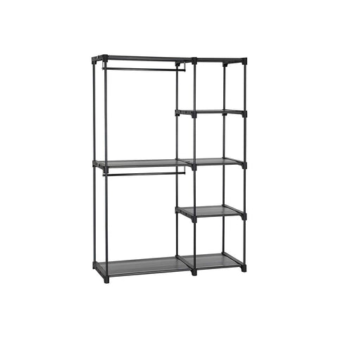 Rootz Wardrobe - Open Wardrobe - Bedroom Furniture - Closet - Wardrobe Storage - Walk-in Wardrobe - Freestanding Wardrobe - Wardrobe Organization - Modern Wardrobe - Black - 112 x 43 x 165 cm (L x W x H)