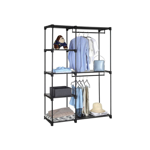 Rootz Wardrobe - Open Wardrobe - Bedroom Furniture - Closet - Wardrobe Storage - Walk-in Wardrobe - Freestanding Wardrobe - Wardrobe Organization - Modern Wardrobe - Black - 112 x 43 x 165 cm (L x W x H)