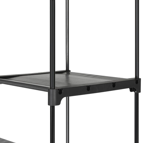 Rootz Wardrobe - Open Wardrobe - Bedroom Furniture - Closet - Wardrobe Storage - Walk-in Wardrobe - Freestanding Wardrobe - Wardrobe Organization - Modern Wardrobe - Black - 112 x 43 x 165 cm (L x W x H)