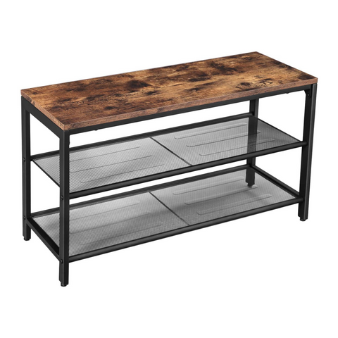 Rootz Shoe cabinet - Shoe rack - Shoe bench - Rustic Brown - Industrial - 80 x 30 x 44.5 cm