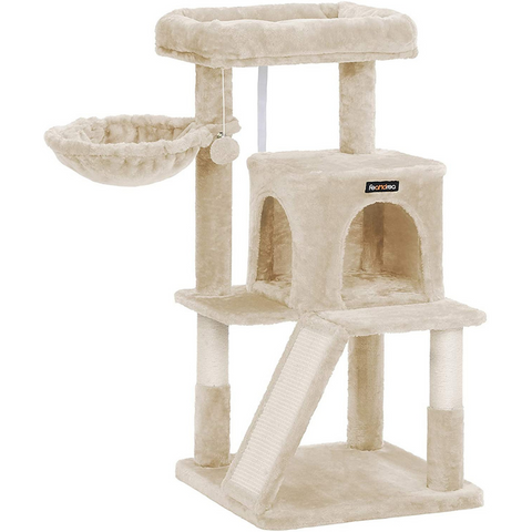 Rootz Cat Tree - Cat House - Scratching Post - Scratching Posts for Cats - 48 x 48 x 96 cm (LxWxH)